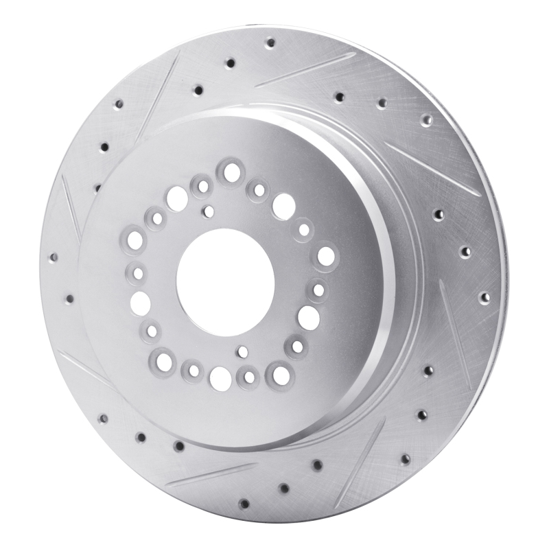 Lexus LS400 Brake Rotor (1) - Rear Left - R1 Concepts - Drilled & Slotted - Silver - `92-`00